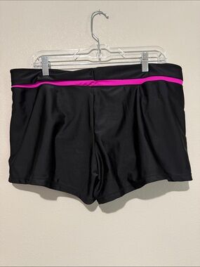 Black Swim Shorts with Pink Waist Trim